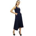 thumbnail image 3 of Bimba Robe en Rayonne de Designer pour Femme avec Poches, Maxi Bleu Uni avec Foulard - 24, 3 of 6