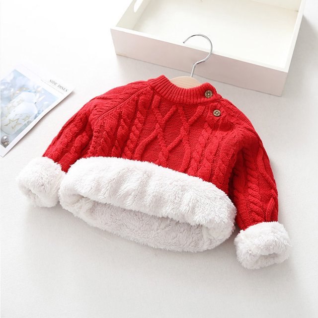 Girls Clothes Sweater Winter And Fleece Thickened Spring Jumper Knit Base Baby Clothes for Girls on Clearance