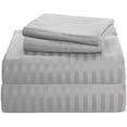 thumbnail image 1 of 1200 Thread Count 100% Egyptian Cotton 3-Piece Fitted Sheet ( 1 Fitted Sheet + 2 Pillow Covers) 15 Inches Deep Pocket Size Stripe Pattern, 1 of 4