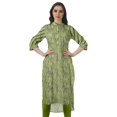 thumbnail image 1 of Moomaya Printed Straight Hem Kurta Tunic For Women Mandarin Collar Kurti Summer Wear, 1 of 6