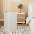 thumbnail image 2 of Japceit Laundry Basket Laundry Bag Dirty Clothes Basket Household Dirty Clothes Basket Bamboos Wooden Handle with Lid Storage Basket Nordic Plain Bathroom Household Bamboos Cloth Laundry Basket, 2 of 9