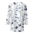 thumbnail image 4 of Pisexur Hauts pour Femmes Grande Taille Mode Chemises 3/4 Automne Décontractées Blouses à Col Rond Mignonnes à Imprimé Floral Tuniques Amples, 4 of 5