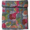 thumbnail image 1 of Courtepointe Kantha Indienne Faite à la Main à Imprimé Floral, Couvre-Lit, Couverture Format ( Simple 60 Pouces x 90 Pouces ), 1 of 4