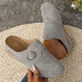 thumbnail image 2 of Clogs for Women Mules Slide Closed Toe Clog Buckle Decor Hollow out Comfortable Wedge Mule Gray, 2 of 8