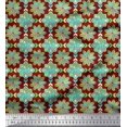 thumbnail image 1 of Soimoi Red Rayon Fabric Multicolor Mandala Print Fabric by Yard 56 Inch Wide, 1 of 5