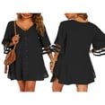 thumbnail image 4 of MesaSe Paréo de Bikini pour Femme Coupe Ample Boutonné Manches 3/4 Col en V Chiffon Couleur Unie Robe de Plage Robe d'Été, 4 of 5