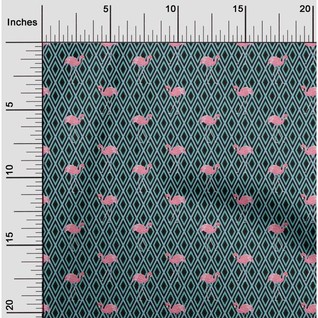 oneOone Cotton Poplin Fabric Geometric & Flamingo Bird Print Fabric BTY 42 Inch Wide