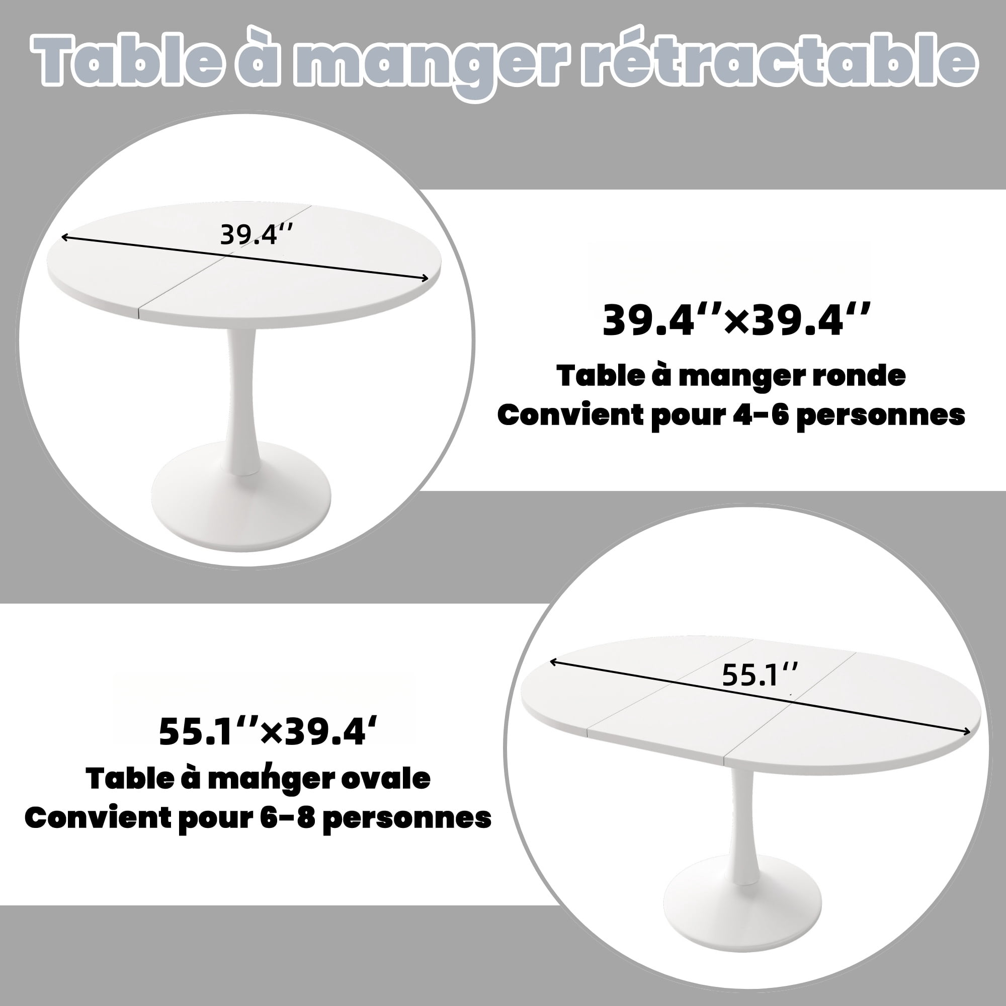 Noble House Ensemble de Salle à Manger Pcs, Table Ronde Extensible Blanche pour –6 avec Chaises en Velours, Pieds en Métal Dor
