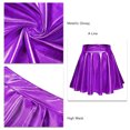 thumbnail image 3 of Shiny Flared Pleated Skirt, Solid Color Mini Polyester Fiber Metallic Glossy Skirt Fashionable  For Performance Black,Red,Golden,Purplish Red,Purple,Silver, 3 of 6