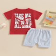 thumbnail image 4 of 2Pcs Infant Baby Boy Summer Clothes Sets Outfits Short Sleeve Baseball Print Tops + Shorts Set, 4 of 9