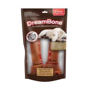 DreamBone Grandes os faites avec un vrai beurre d'arachide, sans croustilles pour tous les chiens