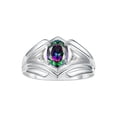 thumbnail image 1 of RYLOS Men's Rings 14K White Gold Rings Classic Designer Style 9X7MM Oval Gemstone &  Diamond Ring Alexandrite June Birthstone Rings For Men Size 10, 1 of 7