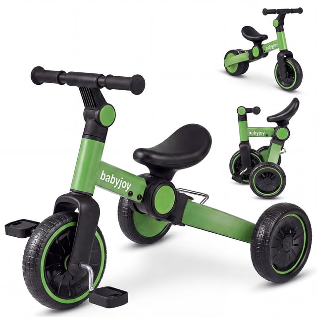 Gymax 5-In-1 Toddler Bike Kids Balance Bike w/ Removable Pedals Adjustable Handlebar Green