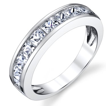 Bague Alliance et Fiançailles pour Homme en Argent Sterling Taille Princesse avec Zircone Cubique 4,5 mm