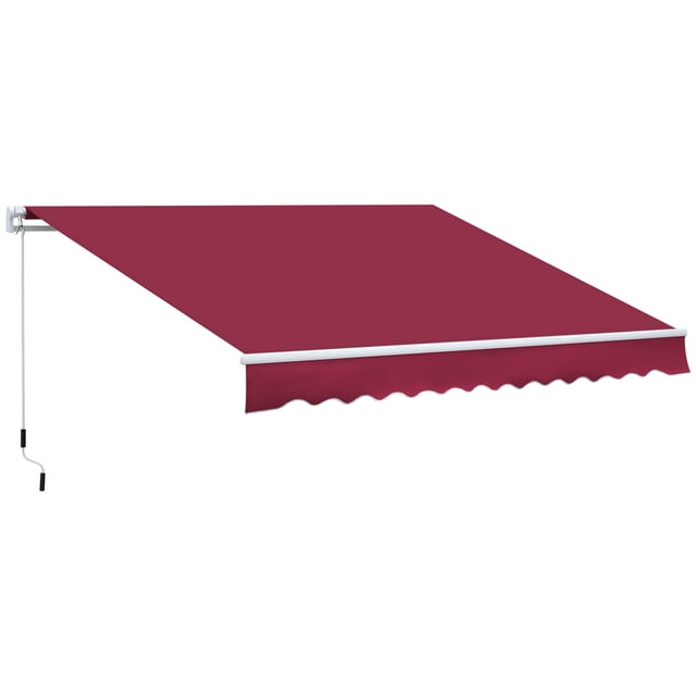 Outsunny Auvent Rétractable 12 Pieds x 8 Pieds Auvents de Patio Abri Pare-Soleil Rouge