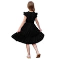 thumbnail image 4 of XIMIN Robe d'Été Décontractée Élégante à Col Rond pour Préadolescentes, Robe Quotidienne à Manches Courtes à Cap, Robe de Couleur Unie, Robe Formelle à Manches à Volants, Robes Trapèze avec Ceinture, Robe de Fête Évasée à Taille Haute, 4 of 5