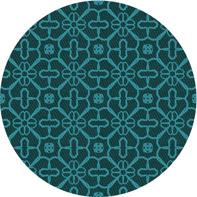 Ahgly Company Tapis d'Intérieur Ronds Transitionnels Lavables à la Machine Vert Sarcelle Profond, 6 Pieds Rond