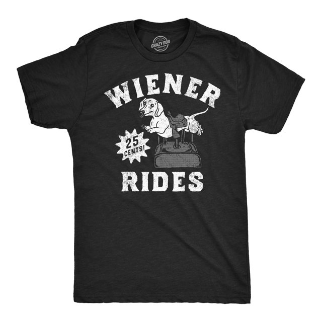 T-shirts Amusants pour Hommes Wiener Rides Sarcastic Dog Graphic Novelty for Men (Heahter Black - Wiener Rides) - 3TG