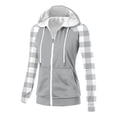 thumbnail image 4 of Chbgutlmr Sweatshirt for Women Raglan Long Sleeve Casual Plaid Jackets Drawstring Zip up Hoodies Pockets, 4 of 8