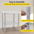 thumbnail image 4 of Stainless Steel Work Table - Heavy Duty Kitchen Prep Table Workbench, NSF Commercial Work Table with Adjustable Under Shelf, Food Prep Worktable for Hotel, Garage, Restaurant, Home - 30 x 24 Inch, 4 of 8