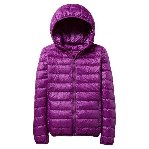 UKAP Women Outwear Pocket Coat Hooded Puffer Jacket Casual Outdoor Down Jackets Purple XL