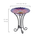 thumbnail image 2 of Bain d'Oiseaux en Verre à Motif FLORAL Solaire avec Support, 2 of 3