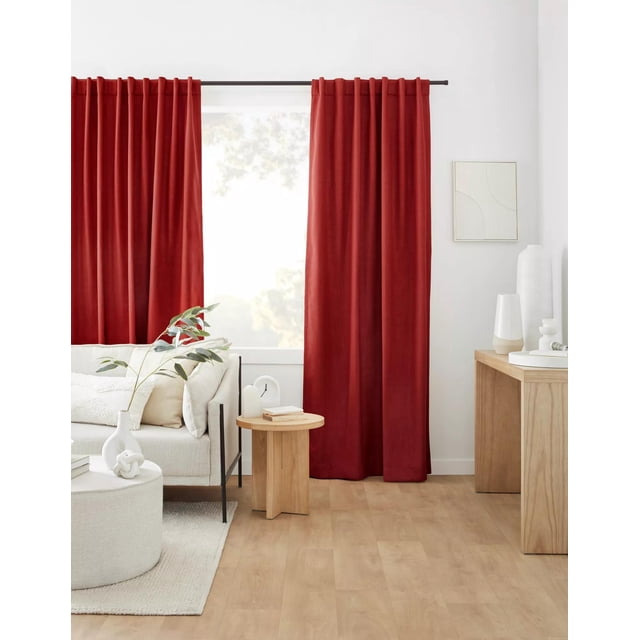 Bouclair Rideau Occultant Rouge Taha à Passe-Tringle et Pattes Arrière 54x96 Po (137x244 cm)