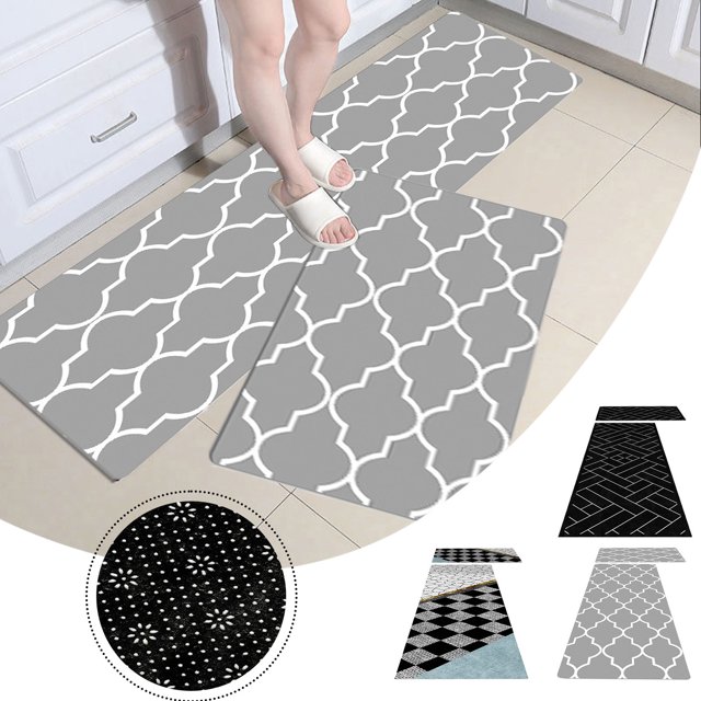 Vaidha Kitchen Mat, 2pcs Kitchen Rugs, Cushioned Kitchen Mats For Floor, Non-Slip Standing Desk Mat, Waterproofing Kitchen Rug Set For Kitchen, Floor, Office