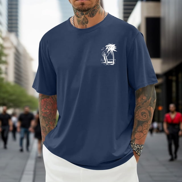 T-shirt Décontracté à Imprimé Graphique, Manches Courtes, Col Rond, pour Usage Quotidien, T-Shirt pour Homme à Coupe Confortable et