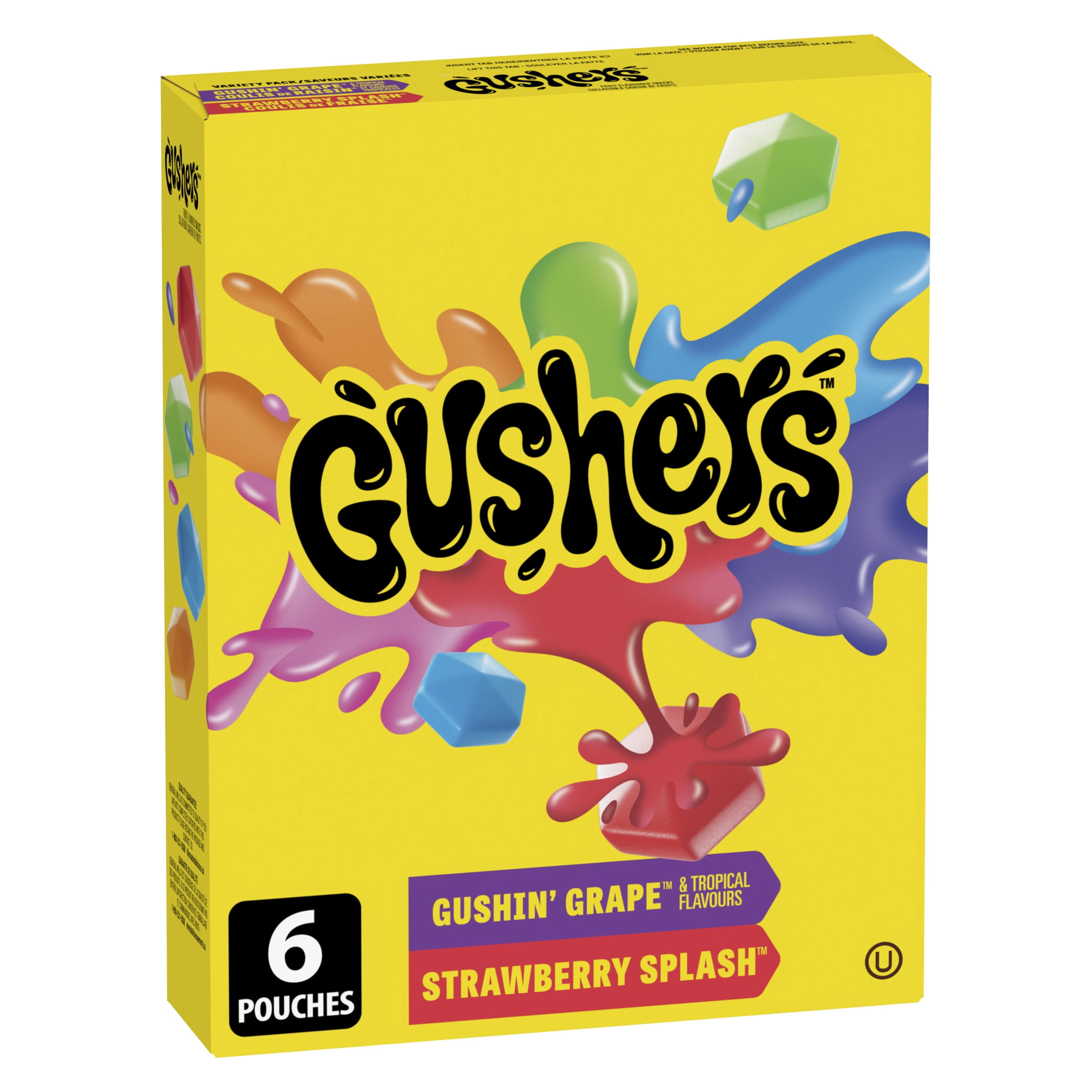 Gushers Collations aux Fruits, Assortiment, Sans Gluten, Collations pour Enfants, 6 Sachets