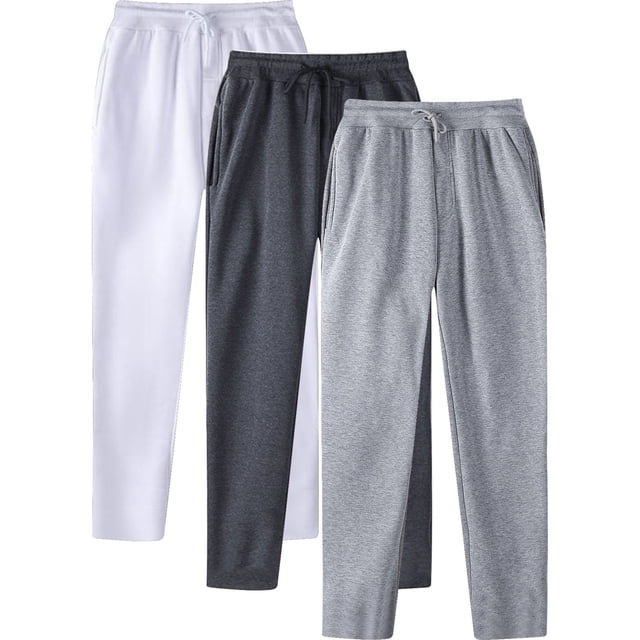 AherBiu 3PCS Sweatpants for Men Fleece Lightweight Drawstring Elastic Waisted Pants with Pockets Athletic Gym Running Trousers