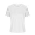 thumbnail image 3 of Blouses à Manches Courtes pour Femmes Mode pour Femmes T-Shirt Uni Blouse en Dentelle à Manches Courtes Col Rond Hauts Décontractés Femmes Hauts à Manches Courtes T-Shirts en Coton Femmes Blouse à Manches Courtes, 3 of 4