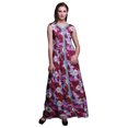 thumbnail image 1 of Bimba Robe Longue Décontractée d'Été Sans Manches à Fente avant Imprimée Teinture sur Nœuds pour Femmes - Petit, 1 of 5