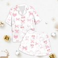 thumbnail image 3 of Hiiyo Pyjama pour Filles à Imprimé Nœud, Chemise à Manches Courtes à Boutons, Short, Tenue de Nuit, Pyjama, Tailles 2-13, 3 of 4
