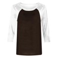 thumbnail image 4 of Birdeem T-Shirt Mode Femme Patchwork Imprimé Bloc de Couleur Manches 3/4 Blouse Col Rond Hauts Décontractés, 4 of 12