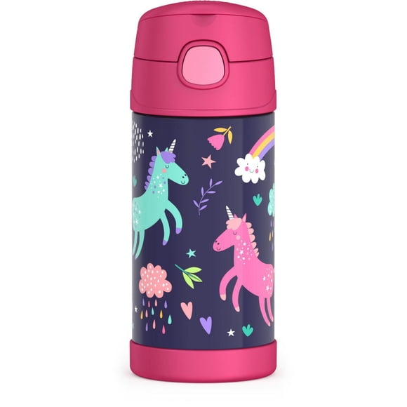 Thermos Funtainer 12 Oz Vacuum Insulated Straw Bottle, Unicorn