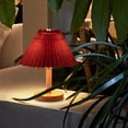 thumbnail image 4 of Table Lamp For Bedroom Infinitely Dimmable Nightstand Lamp With Umbellate Flaxen Fabric Shade For Living Room Office Dorm Solid Wood LED Bulb Included, 4 of 7