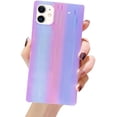 thumbnail image 1 of Compatible with iPhone Case, Square Colorful Sparkle Bling Rainbow Soft Silicone Case Cover Protective Shockproof Fashion Iridescent Design for Girls Women (iPhone 12mini,Purple), 1 of 7