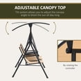 thumbnail image 4 of Outsunny Balançoire de Porche Couverte pour 2 Personnes, Balançoire de Patio avec Table Pivotante de Rangement, Porte-Gobelet et Auvent Supérieur Ajustable, Beige, 4 of 10