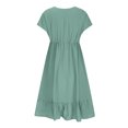 thumbnail image 4 of Offres jusqu'à 70 % de Rabais! Hauts d'Été pour Femmes 2024 Grande Taille Robes de Mode Manches Courtes Col en V Cordon Décontracté à Volants Robe Trapèze Courte Cadeau pour Femmes en Solde, 4 of 9