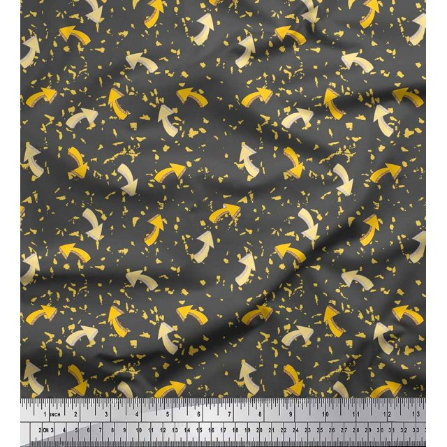 Soimoi Gray Moss Georgette Fabric Abstract & Arrow Symbol Print Fabric by the Yard 42 Inch Wide