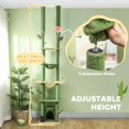 thumbnail image 4 of PawHut 89"-100" Floor to Ceiling Cat Tree w/ Scratching Posts, Green, 4 of 10