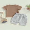 thumbnail image 4 of Kid Pants Suit  Boy Short Sleeve  Neck Letters Tops + Casual Street Drawstring Short Pants  Grey 2-3 Years, 4 of 8
