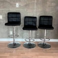 thumbnail image 3 of Heavenly Collections Adjustable Faux Leather Swivel Bar Stool, Set of 2, Black, Modern Style, 3 of 9