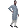 thumbnail image 2 of Atasi Designer Kurta Pajama For Men Printed Angrakha Kurta Set Summer Clothing, 2 of 3