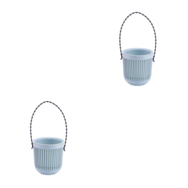 Transemion ABS Decorate With Lightweight Planter With Removable Strape And Wall-Mount Option Inner Layer Hollowed Out For Better Blue 8.7*9.5*20.5cm 2Set