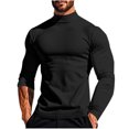 thumbnail image 1 of zbxnLI T-Shirts à Col Montant pour Hommes à Manches Longues, Chandails Décontractés à Enfiler, T-Shirts Doux Extensibles, Chandail de Base pour Hommes, 1 of 8