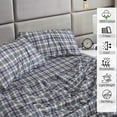 thumbnail image 3 of RUVANTI 100% Cotton Sheets – Queen Size Percale Bedding, Cooling & Breathable Floral Design, Durable with a Crisp, Soft & Comfortable Feel, 16" Deep Pocket, 4-Piece Set, Greenish Blue Plaid, 3 of 9