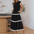 thumbnail image 2 of AherBiu Robes pour Femmes 2024 Décontracté Printemps Tendance à Blocs de Couleur Longue Robe Manches Cap A Robe Maxi, 2 of 7