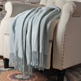 thumbnail image 4 of CUDDLE DREAMS Exclusive Mulberry Silk Throw Blanket with Fringe, Naturally Soft, Breathable (Ice Blue), 4 of 10